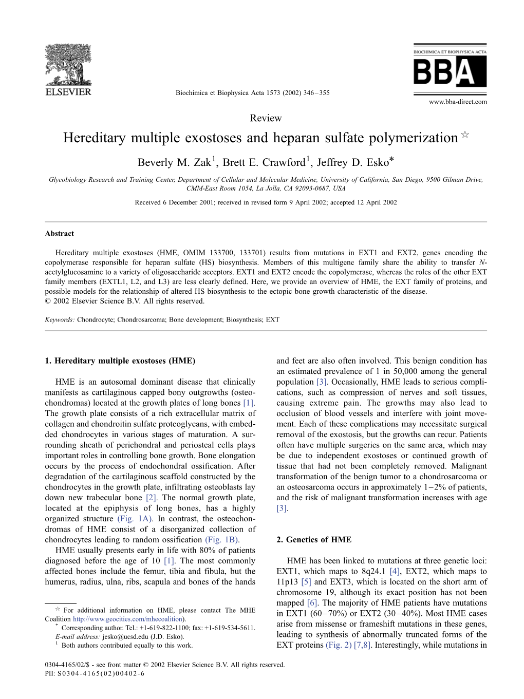 Hereditary Multiple Exostoses and Heparan Sulfate Polymerization $