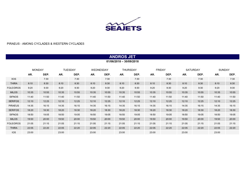 Andros Jet 01/06/2018 – 30/09/2018