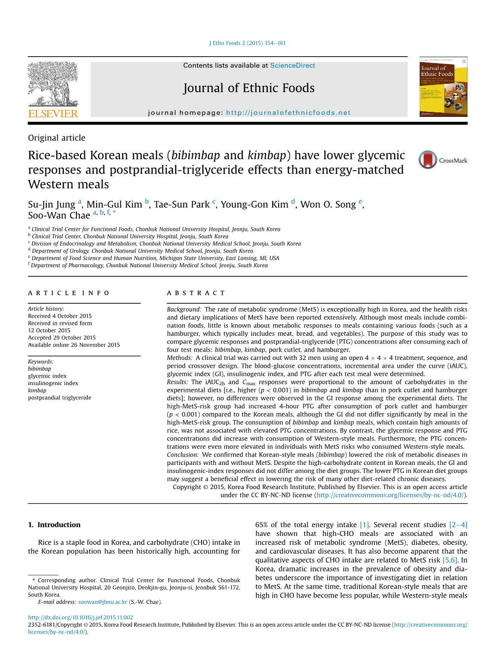 Rice-Based Korean Meals (Bibimbap and Kimbap) Have Lower Glycemic Responses and Postprandial-Triglyceride Effects Than Energy-Matched Western Meals