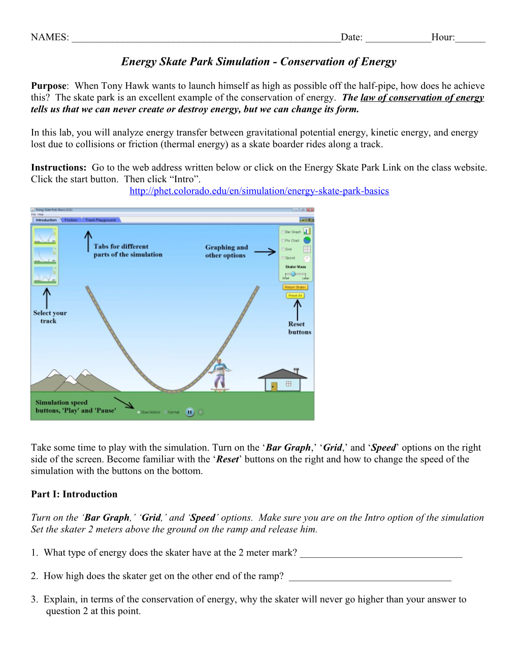 Energy Skate Park Simulation - Conservation of Energy