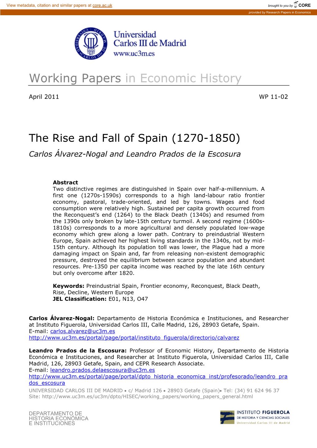 The Rise and Fall of Spain (1270-1850)