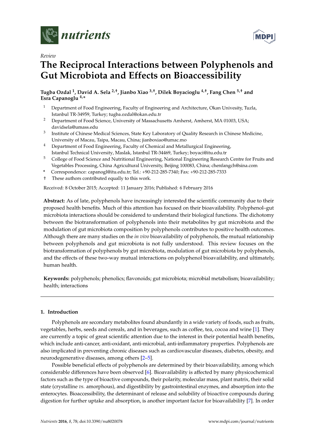 The Reciprocal Interactions Between Polyphenols and Gut Microbiota and Effects on Bioaccessibility