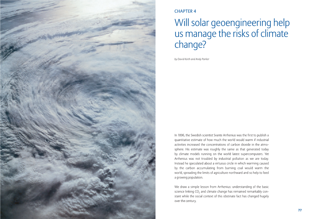 Will Solar Geoengineering Help Us Manage the Risks of Climate Change? by David Keith and Andy Parker