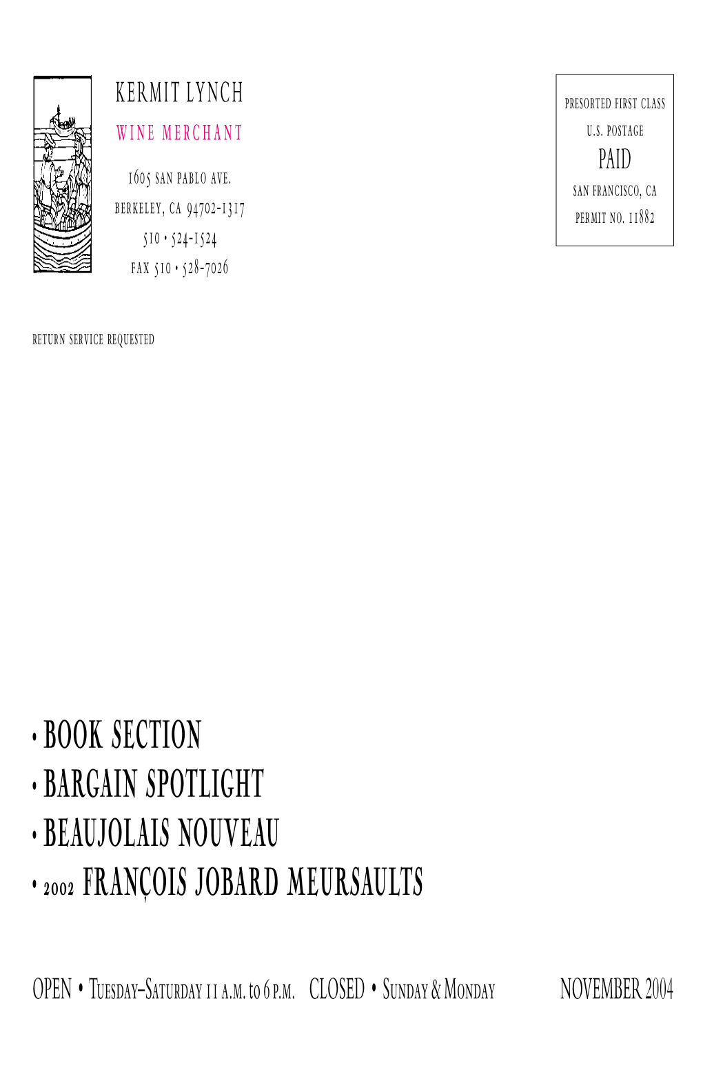 November Book Section, Bargain Spotlight, Beaujolais Nouveau