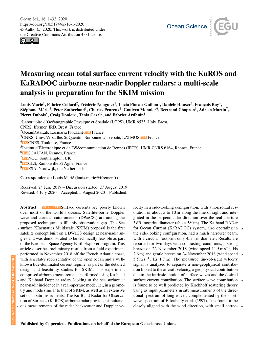 Measuring Ocean Total Surface Current Velocity with the Kuros And