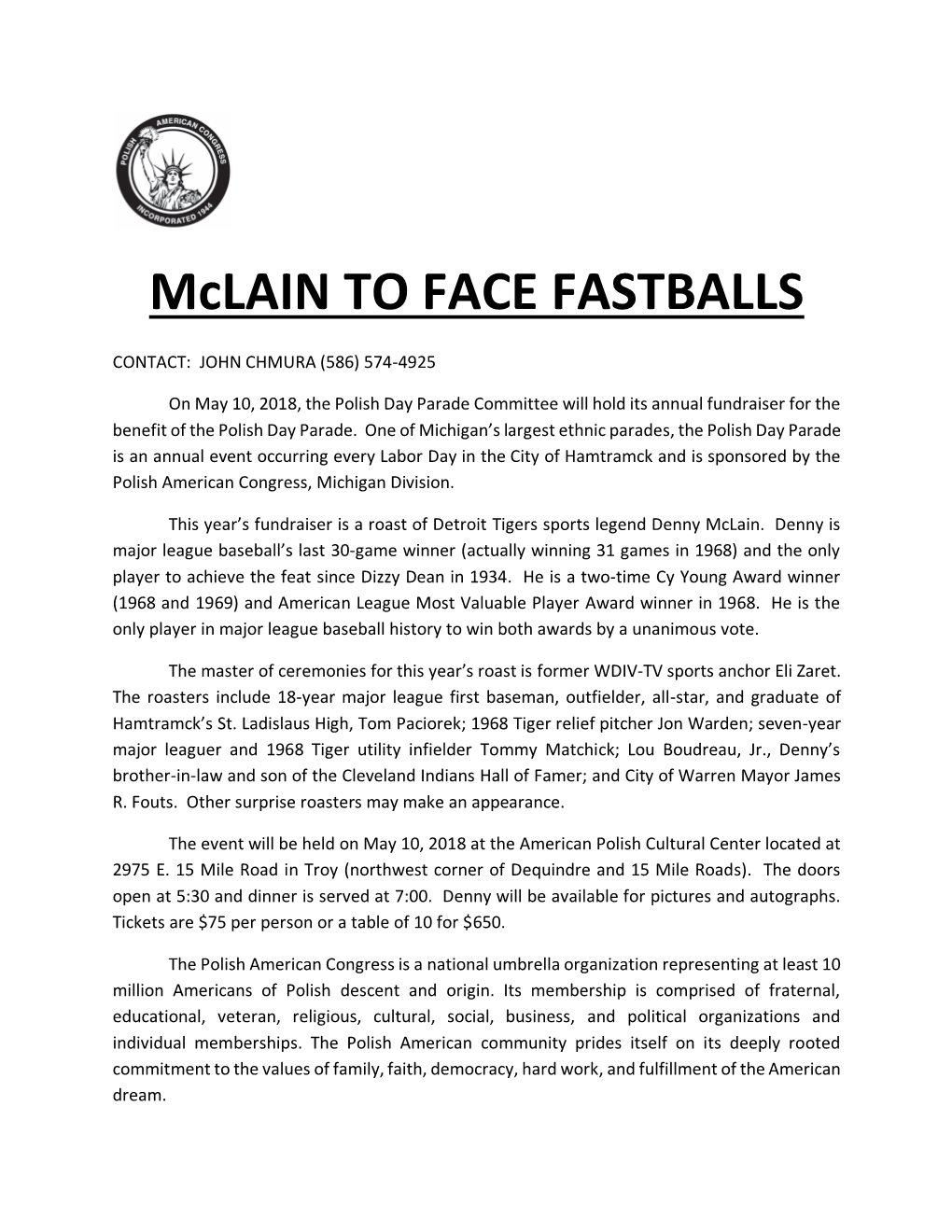 2018.05.10 Mclain Press Release