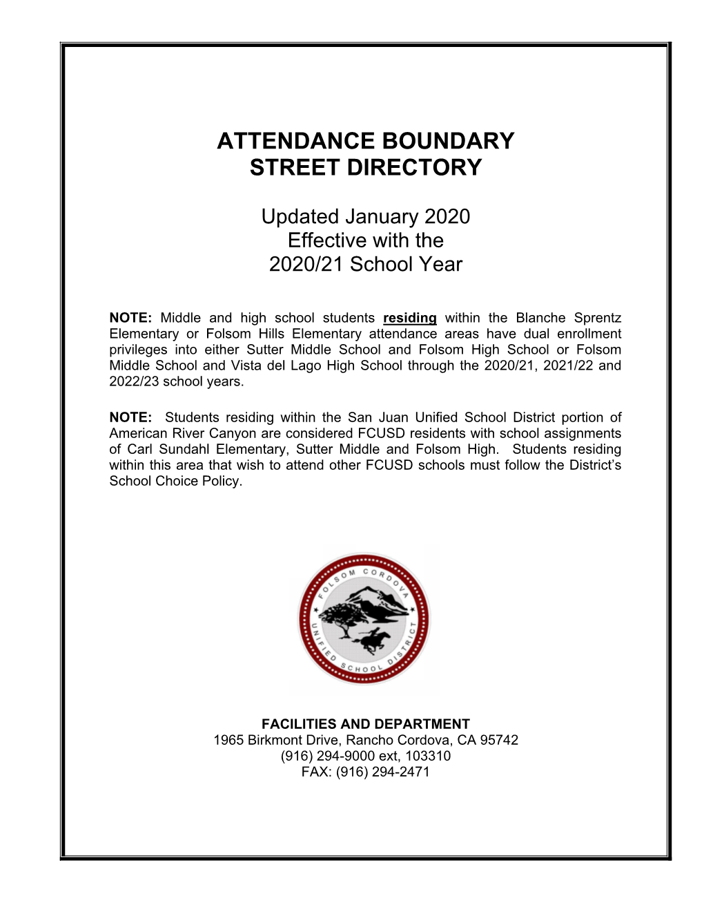 Attendance Boundary Street Directory