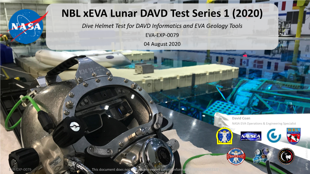 NBL Xeva Lunar DAVD Test Series 1 (2020) Dive Helmet Test for DAVD Informatics and EVA Geology Tools EVA-EXP-0079 04 August 2020