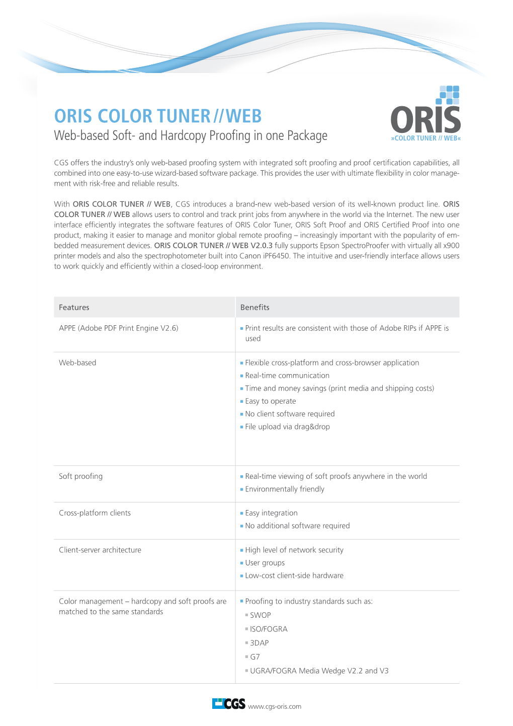 CGS Oris Data Sheet