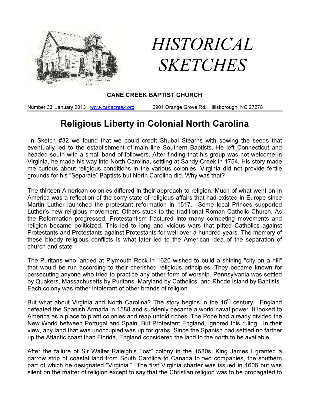 Religious Liberty in Colonial North Carolina