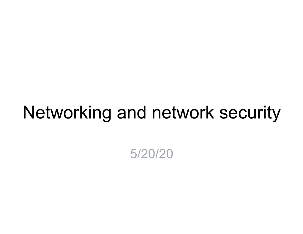 Networking and Network Security