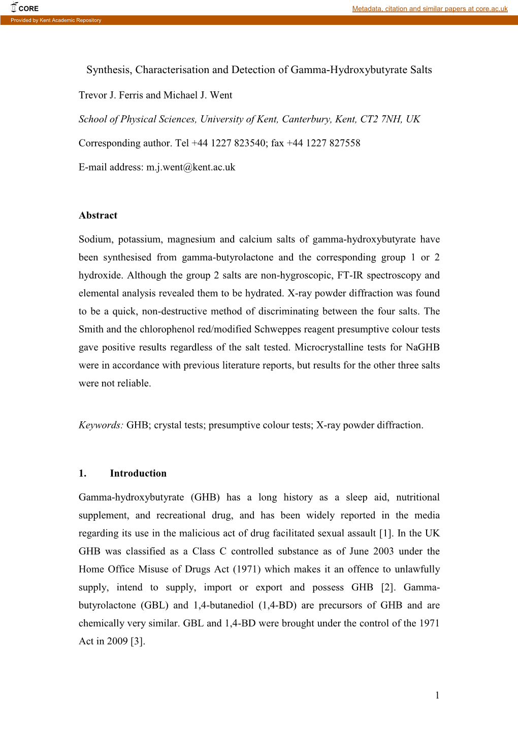 The Spectroscopic Detection of Drugs of Abuse in Fingerprints