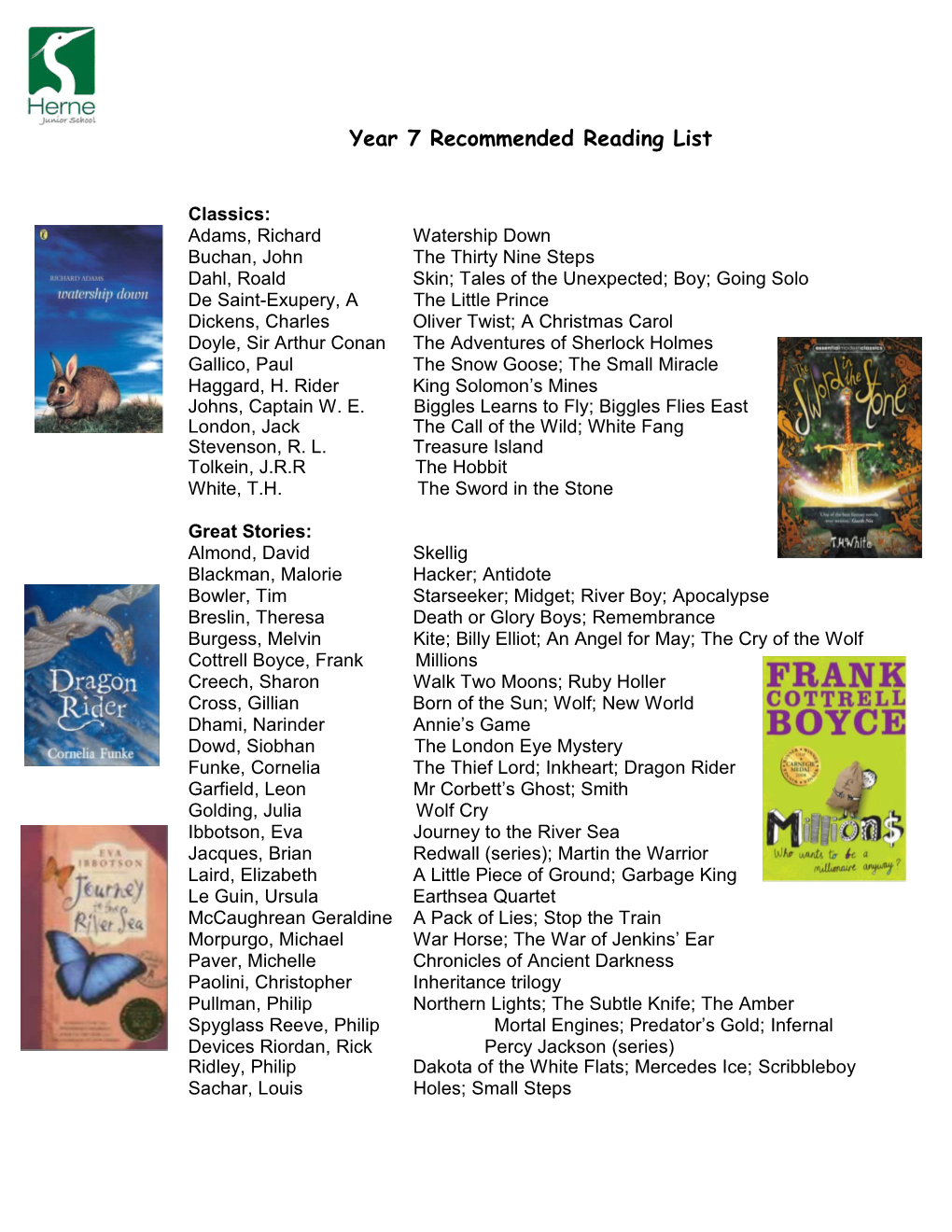 Year 7 Recommended Reading List