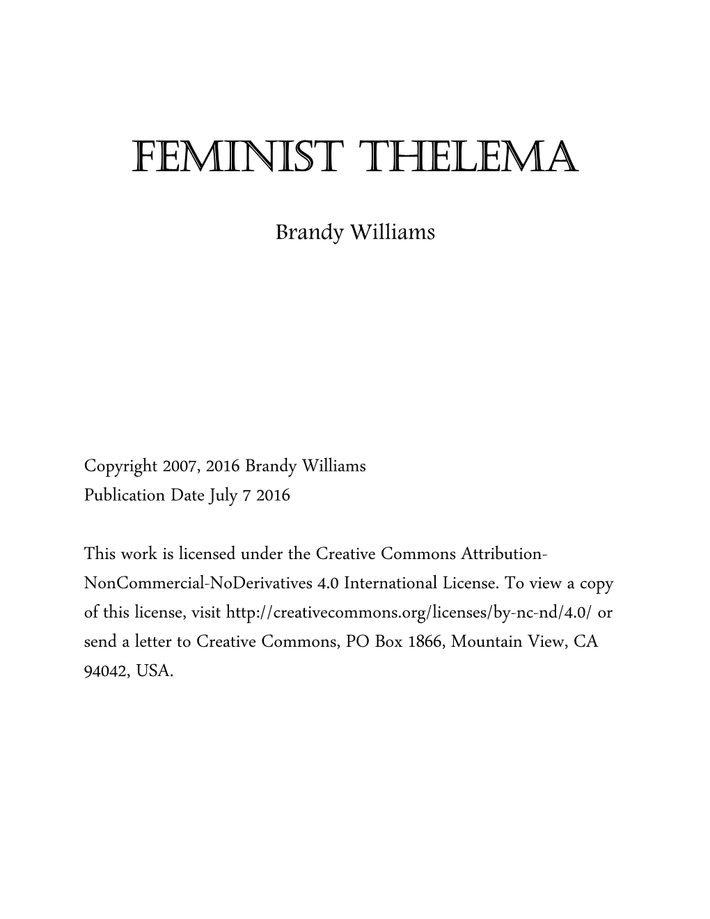 Feminist Thelema