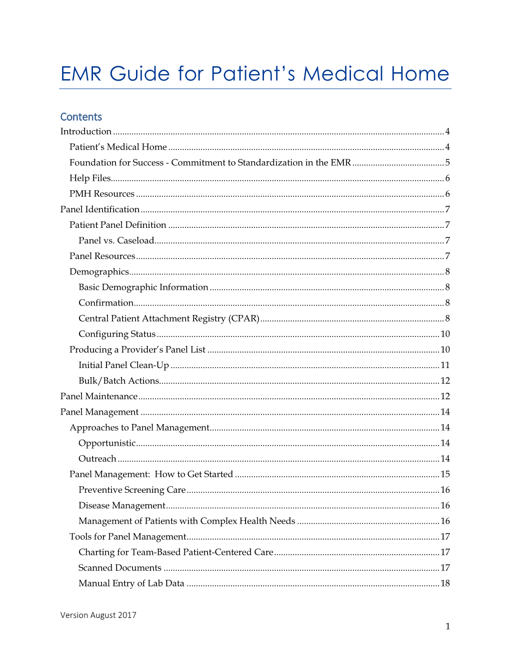 EMR Guide for Patient's Medical Home