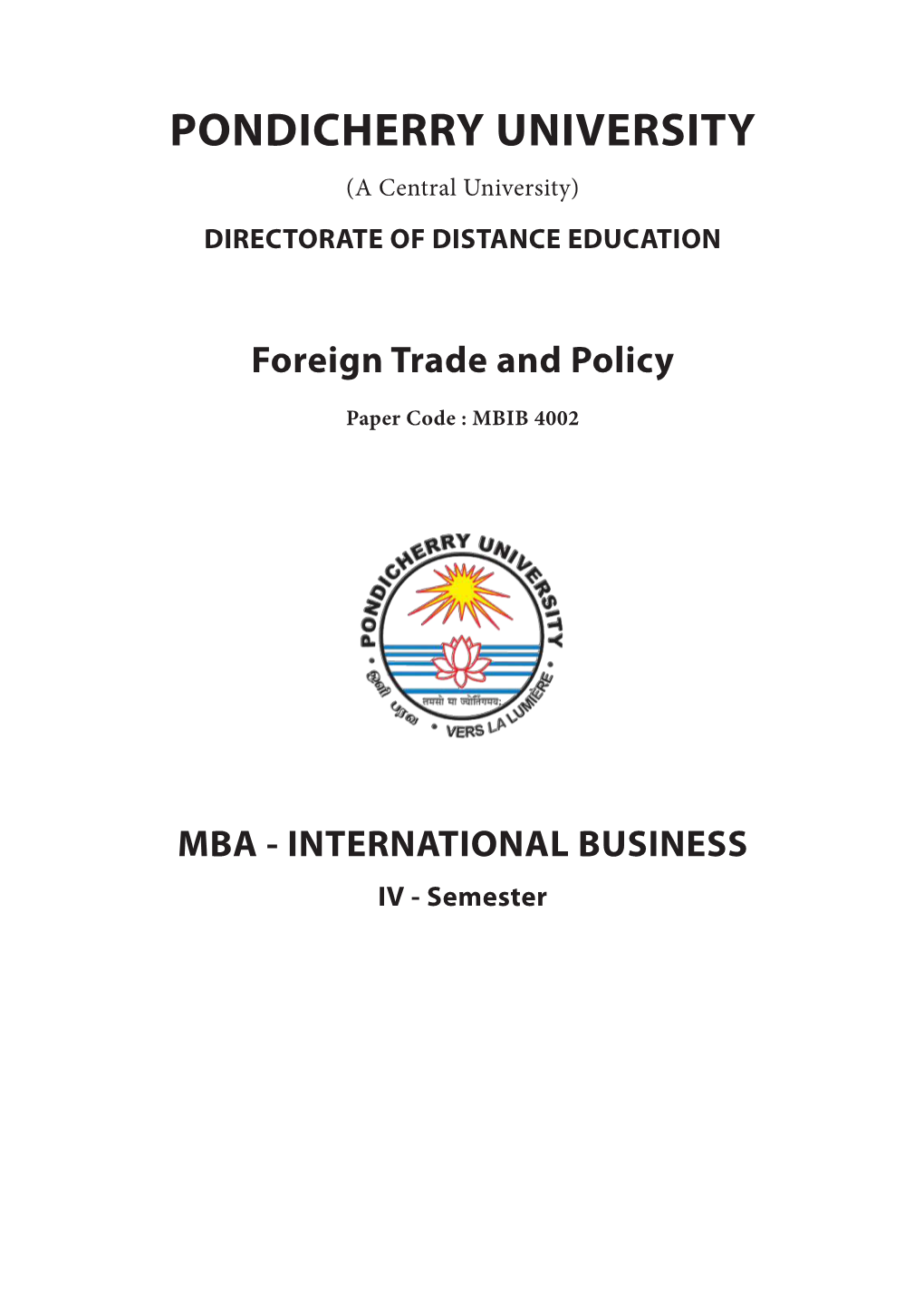 Foreign Trade Policy