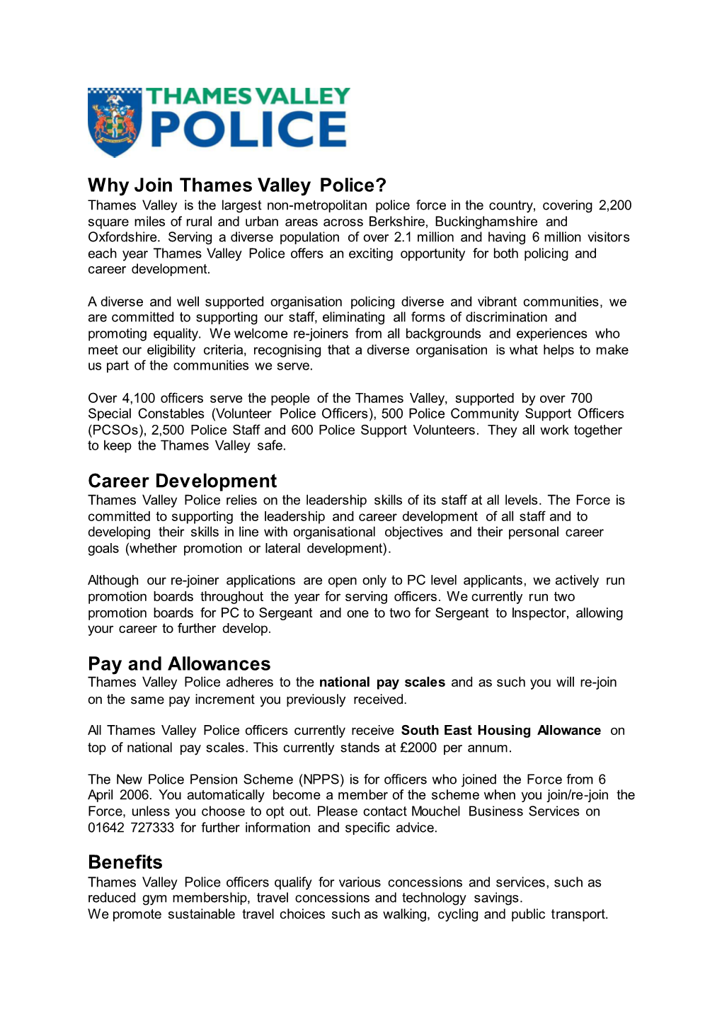 Why Join Thames Valley Police?