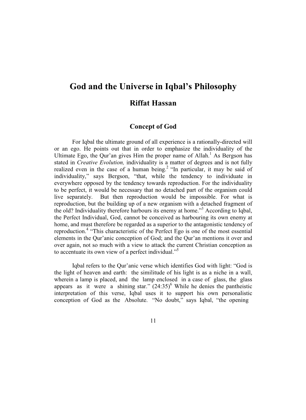 God and the Universe in Iqbal's Philosophy