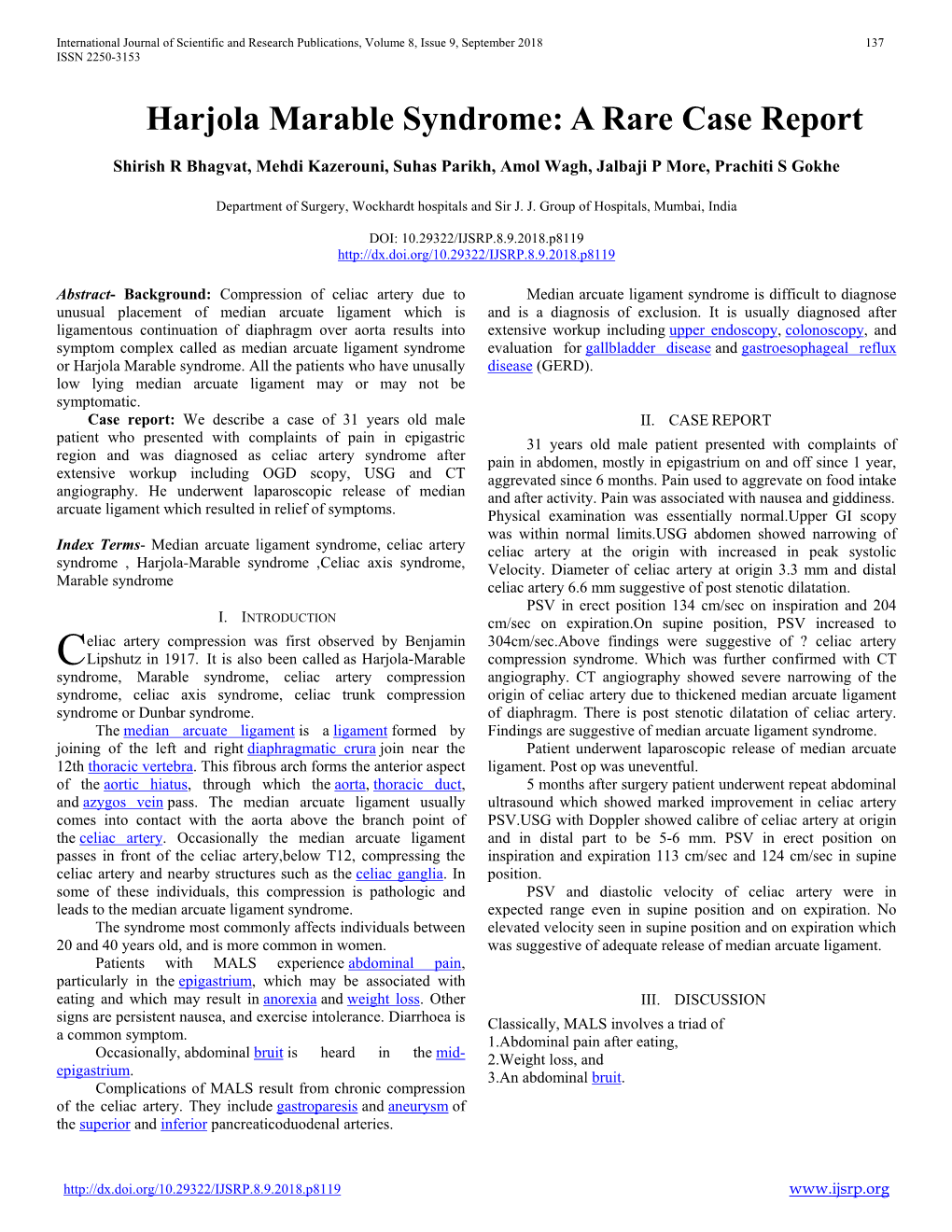 Harjola Marable Syndrome: a Rare Case Report