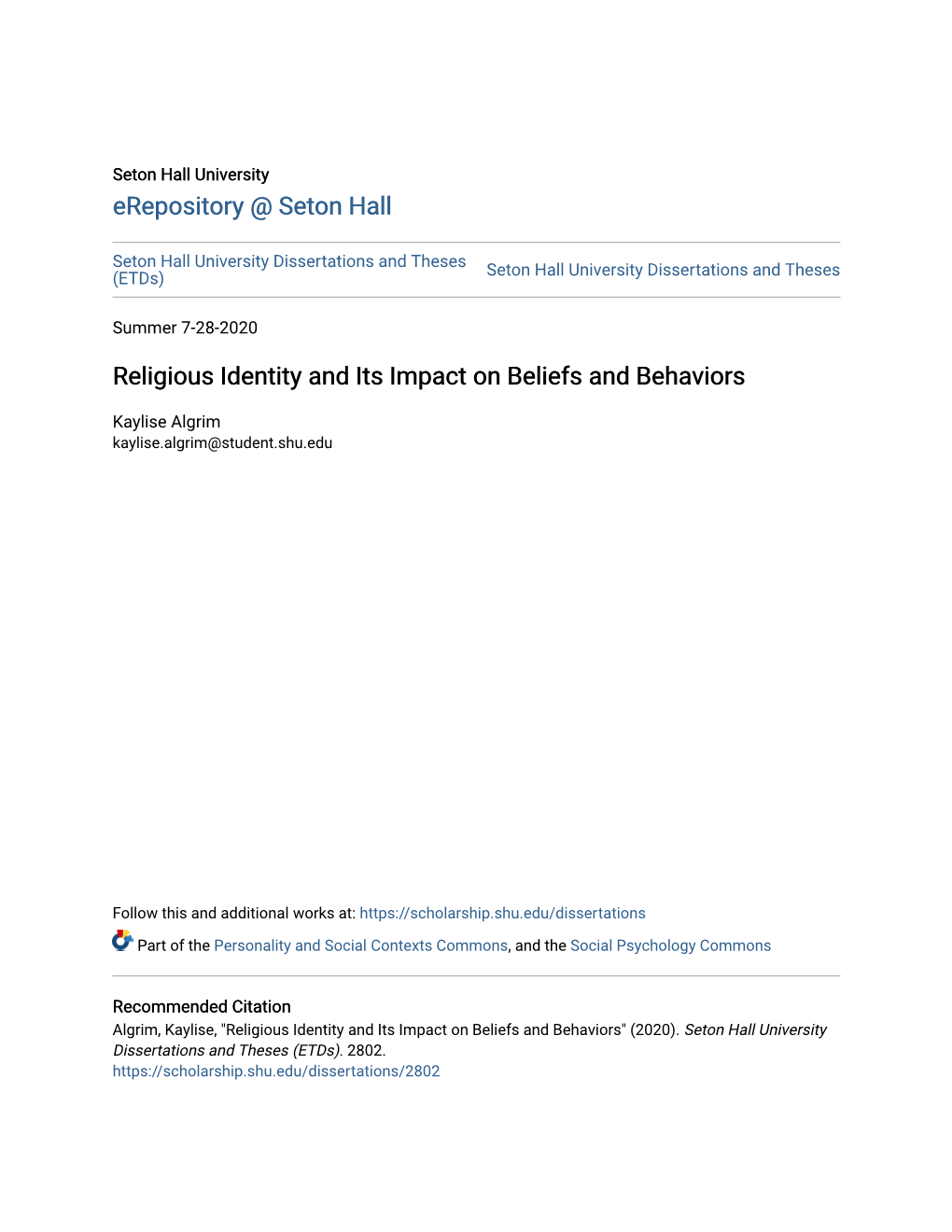 Religious Identity and Its Impact on Beliefs and Behaviors