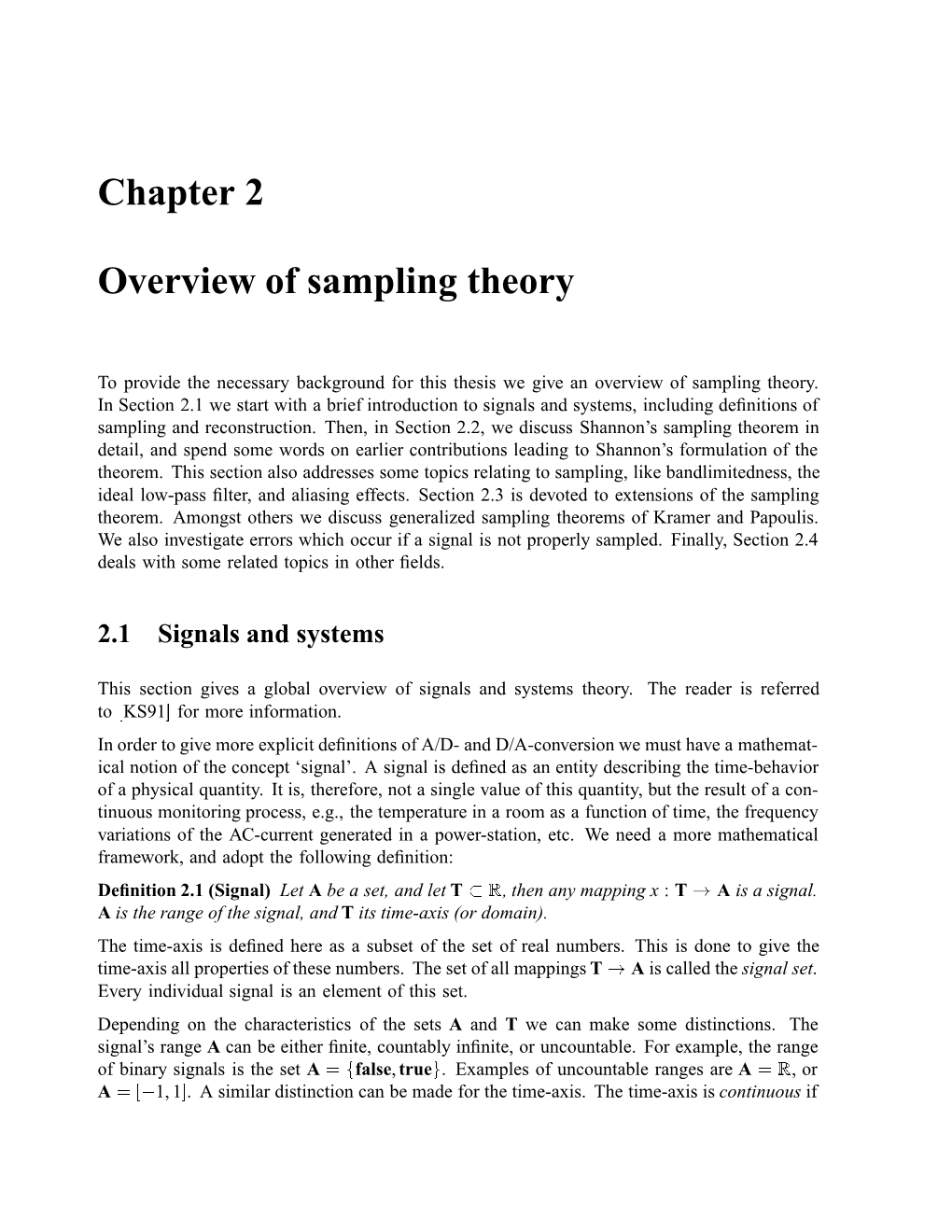 Chapter 2 Overview of Sampling Theory