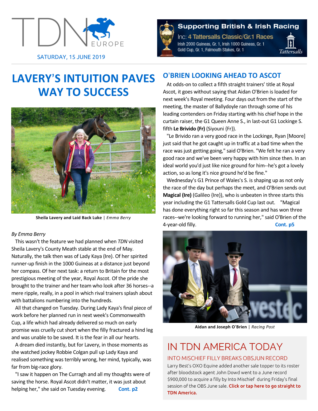 Lavery=S Intuition Paves Way to Success Cont