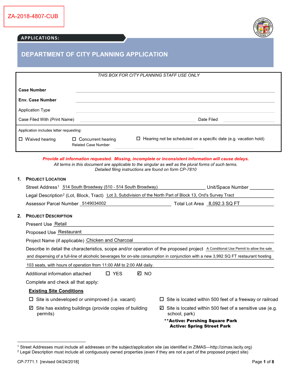 Department of City Planning Application