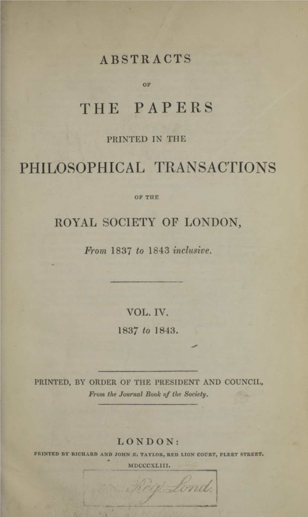 The Papers Philosophical Transactions