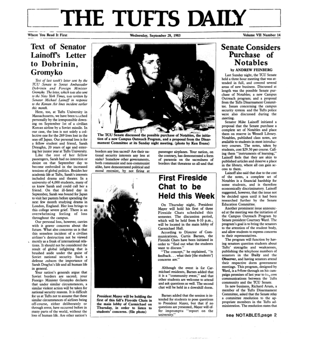 R- the TUFTS DAILY I -- --I