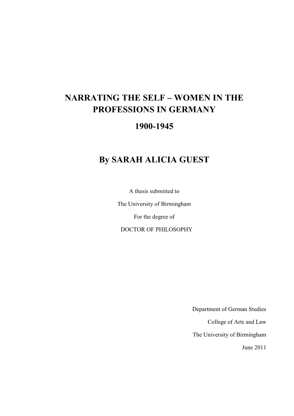 Women in the Professions in Germany 1900-1945