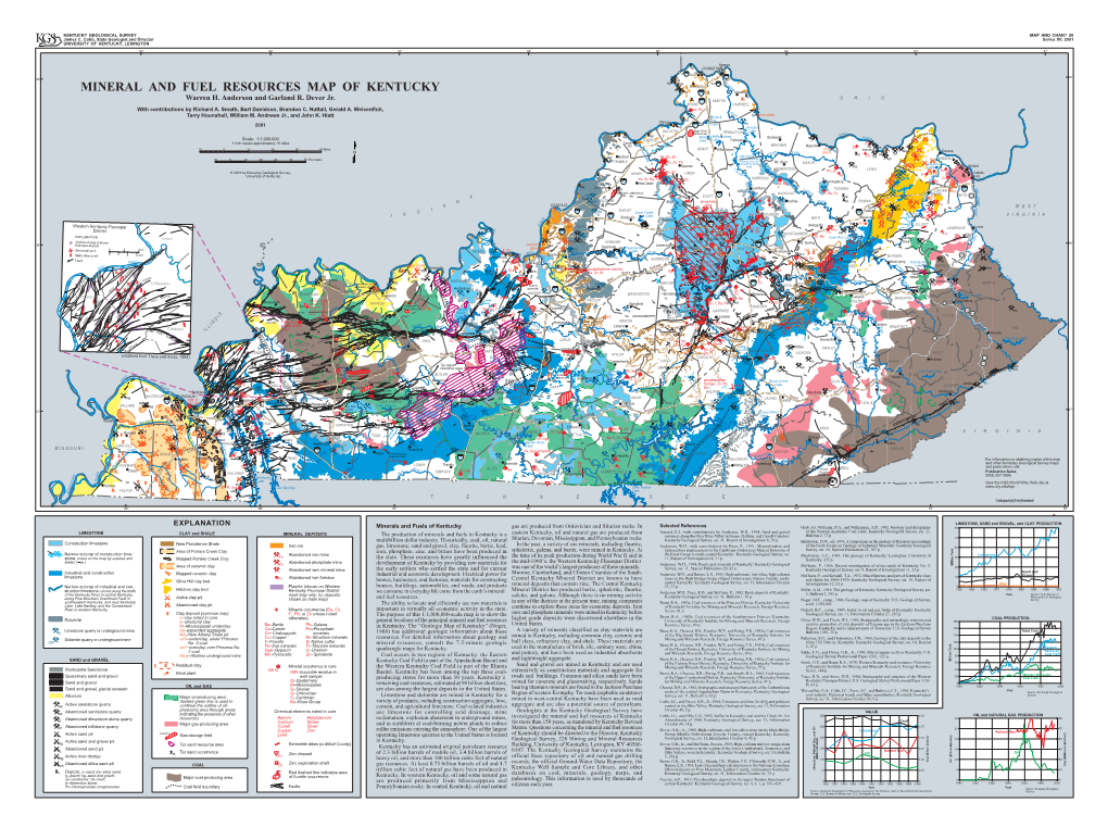 MINERAL and FUEL RESOURCES MAP of KENTUCKY S Sg 71 Alexandria S Warren H