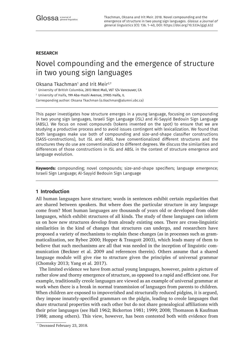 Novel Compounding and the Emergence of Structure in Two Young