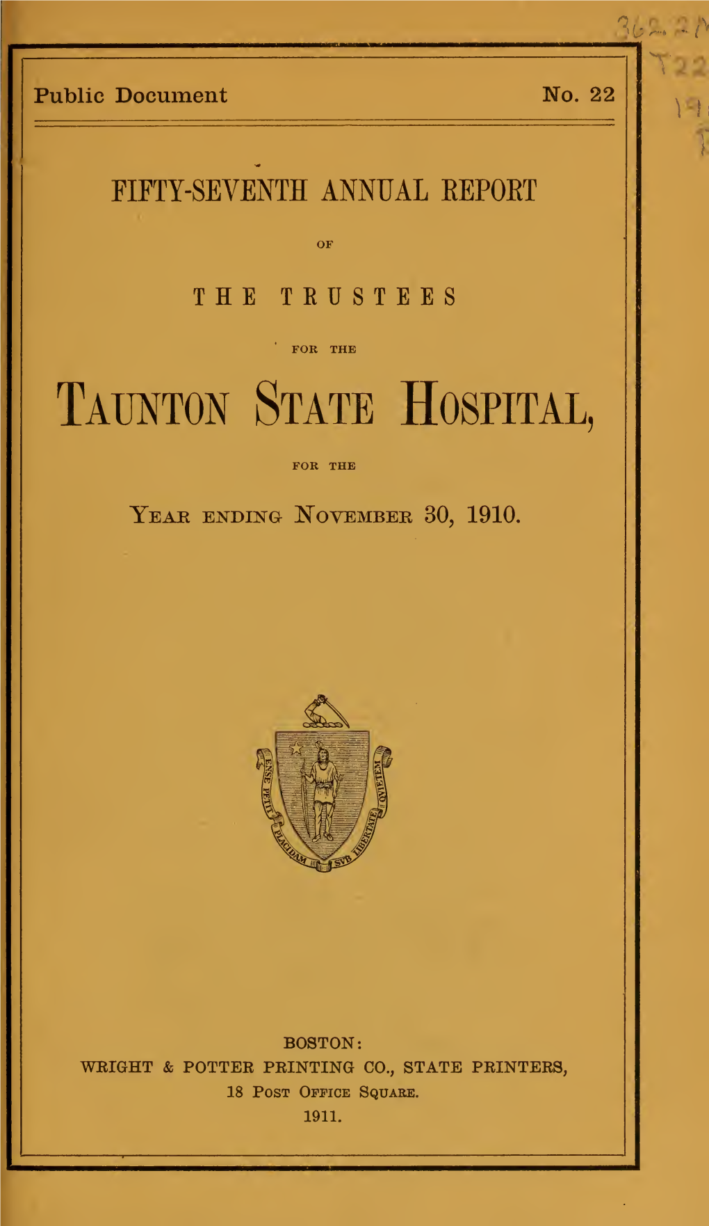 Annual Report of the Trustees of the State Lunatic Hospital at Taunton