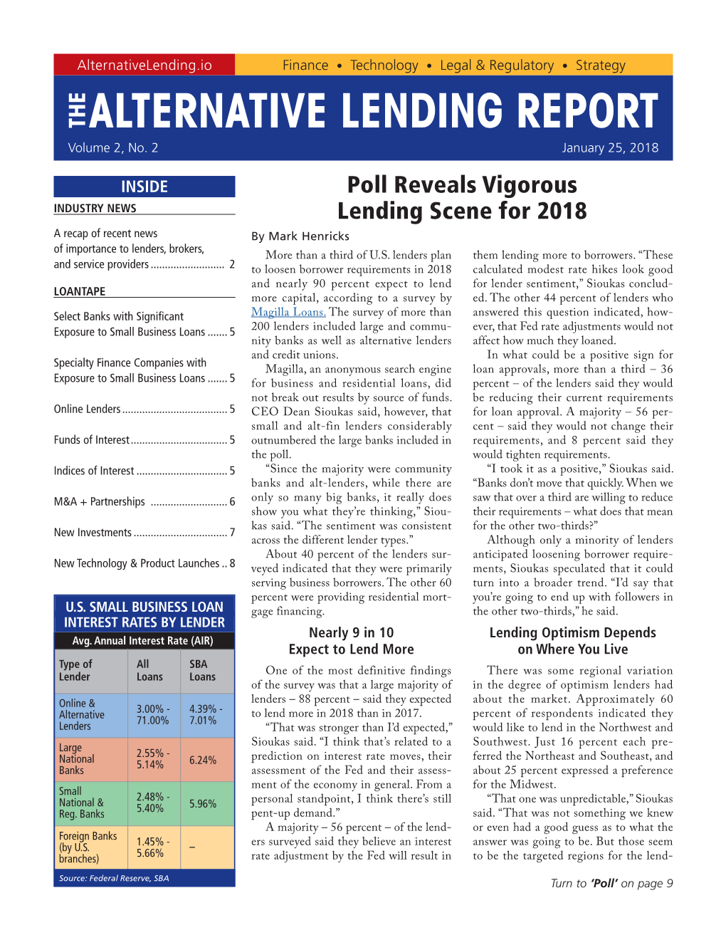 THE ALTERNATIVE LENDING REPORT Volume 2, No