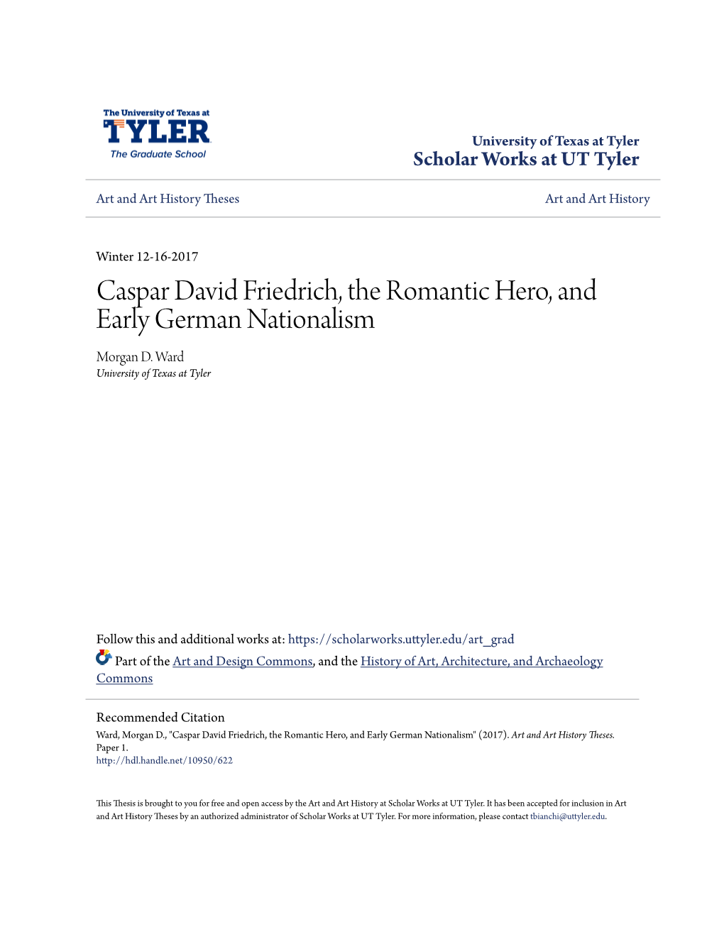 Caspar David Friedrich, the Romantic Hero, and Early German Nationalism Morgan D