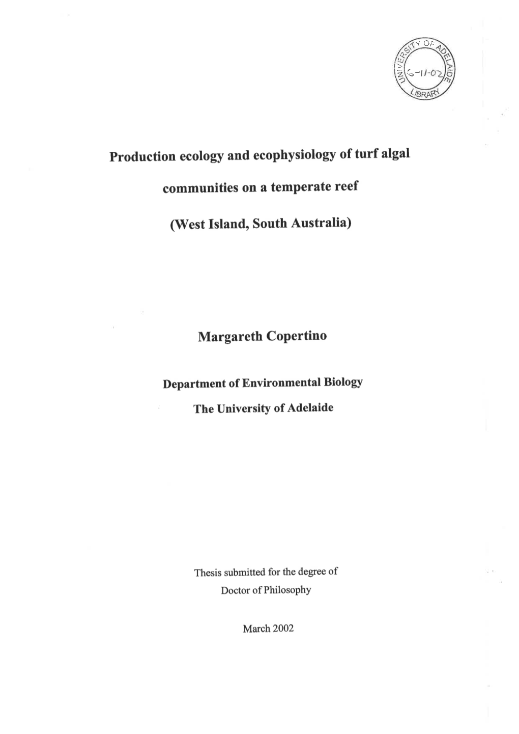 Production Ecology and Ecophysiology of Turf Algal