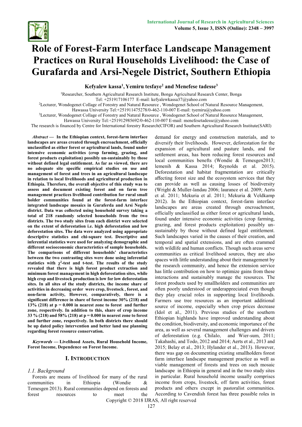 The Case of Gurafarda and Arsi-Negele District, Southern Ethiopia