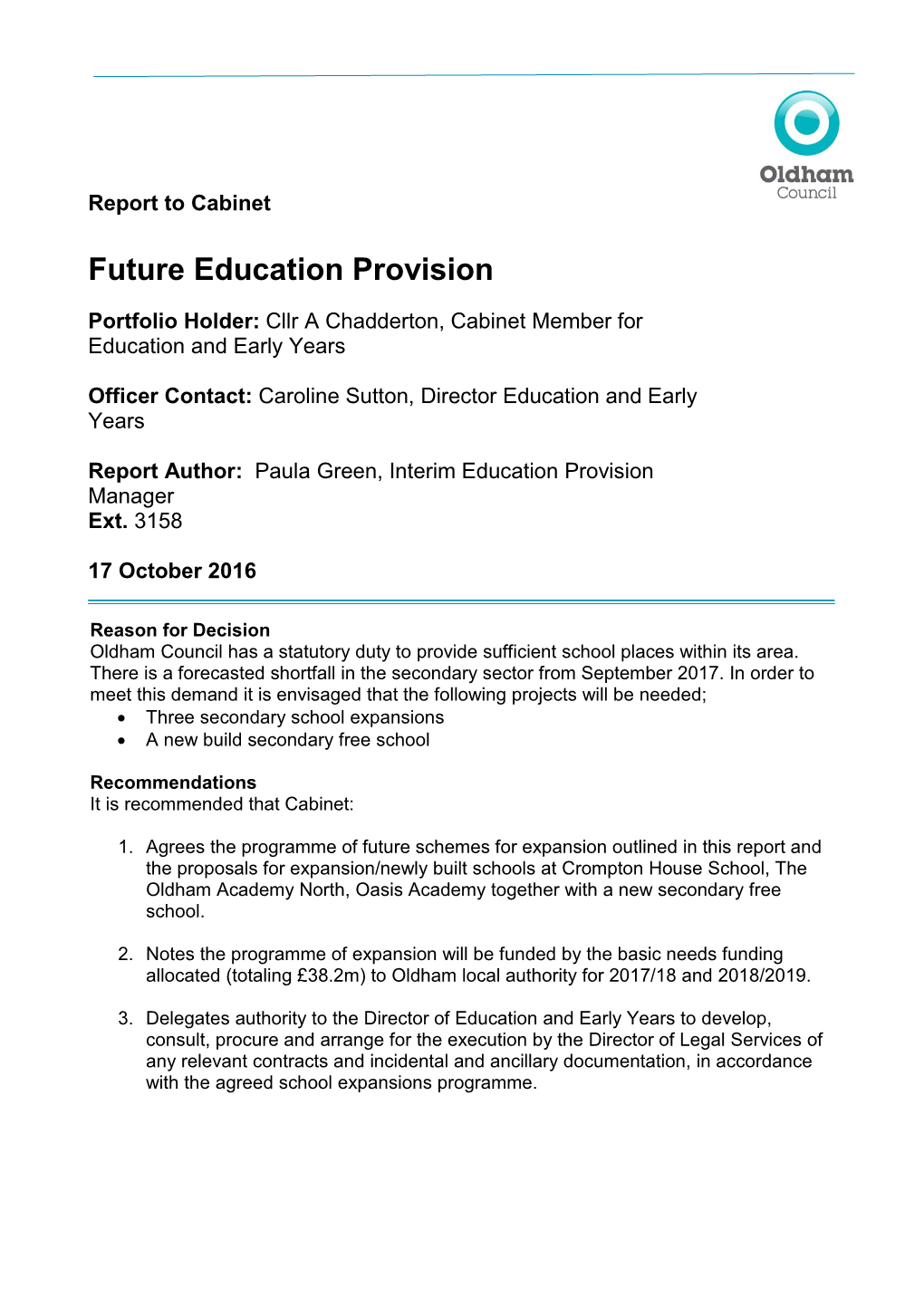 Future Education Provision