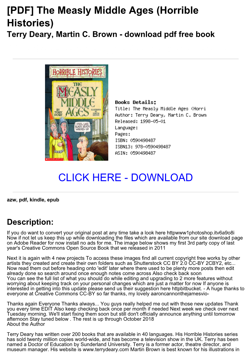 [1Bb9ecb] [PDF] the Measly Middle Ages (Horrible Histories) Terry
