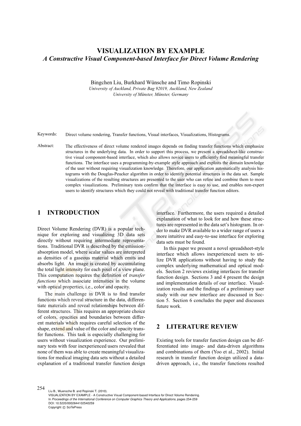 VISUALIZATION by EXAMPLE a Constructive Visual Component-Based Interface for Direct Volume Rendering