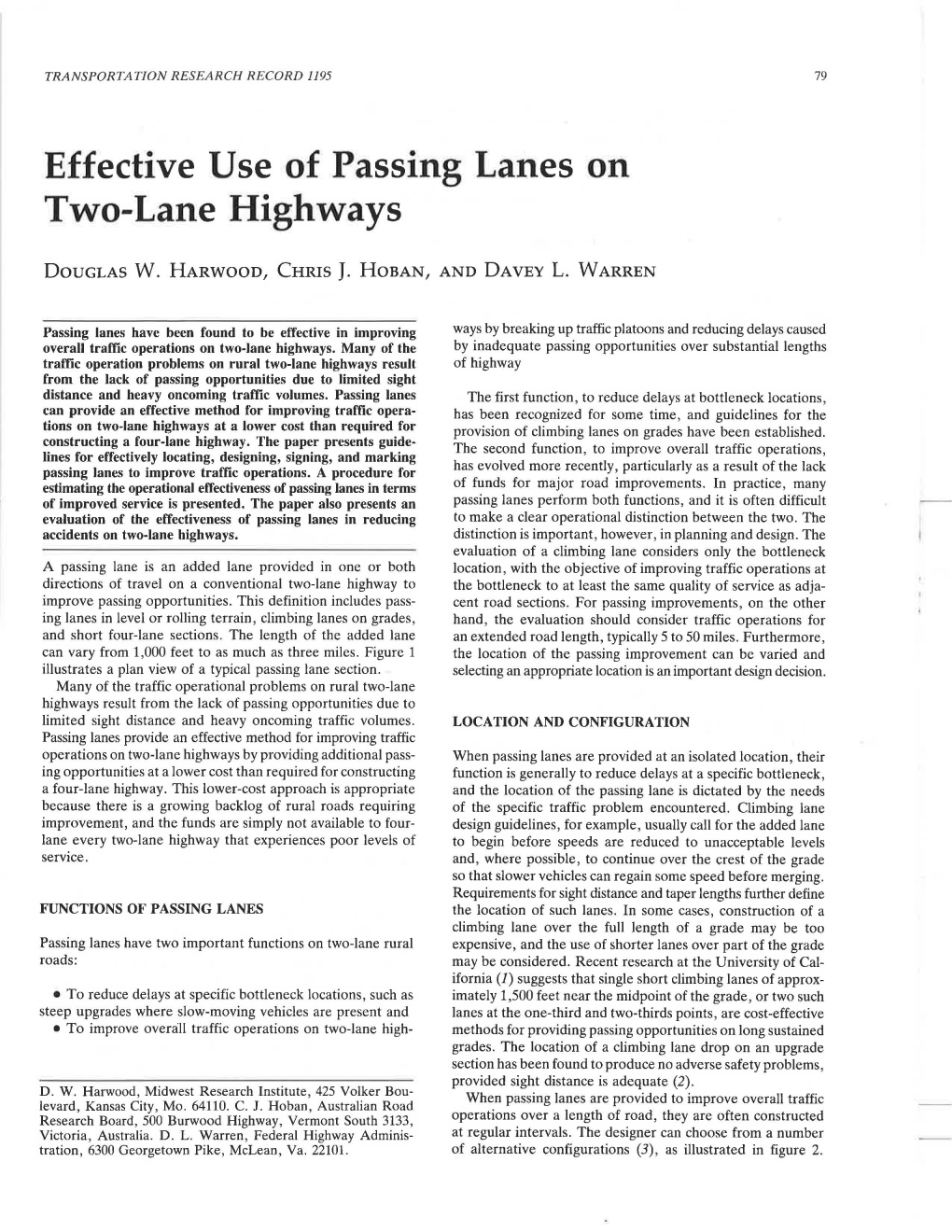 Effective Use of Passing Lanes on Two-Lane Highways