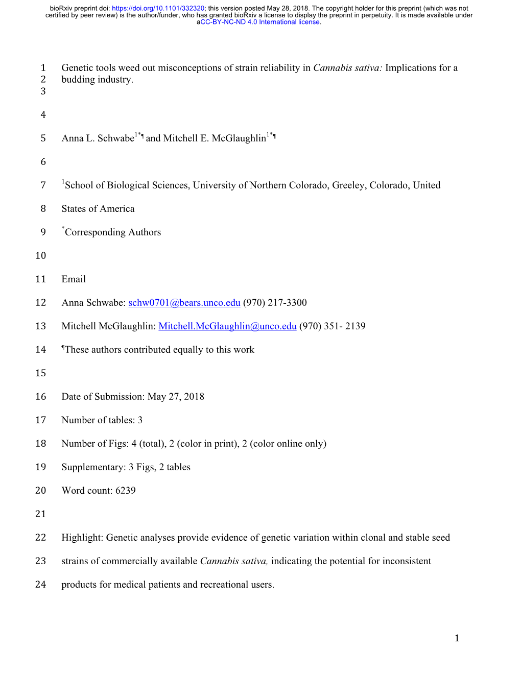 1 Genetic Tools Weed out Misconceptions of Strain Reliability in Cannabis Sativa: Implications for a 2 Budding Industry