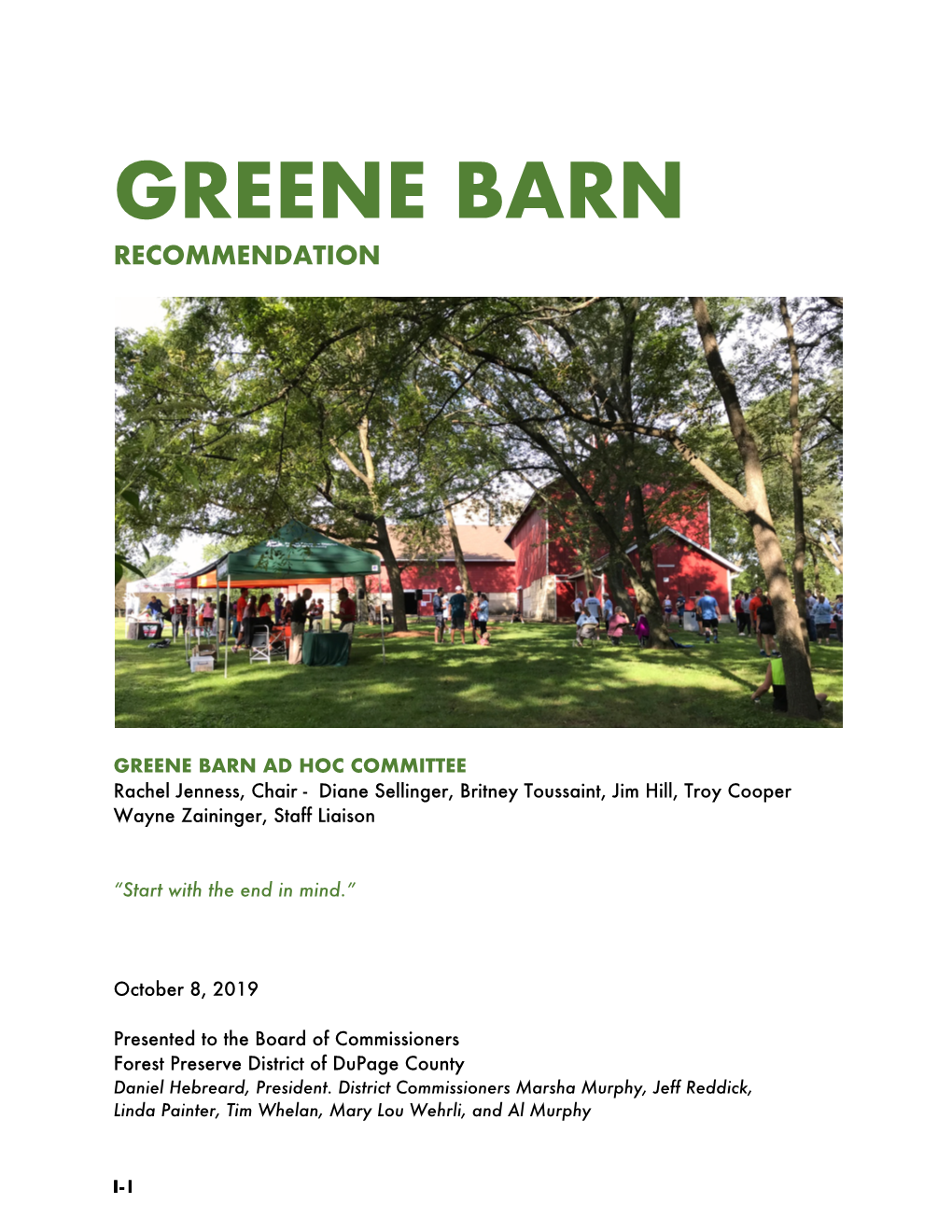 Greene Barn Recommendation