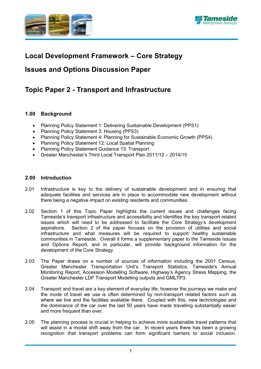 Core Strategy Issues and Options Discussion Paper Topic Paper 2