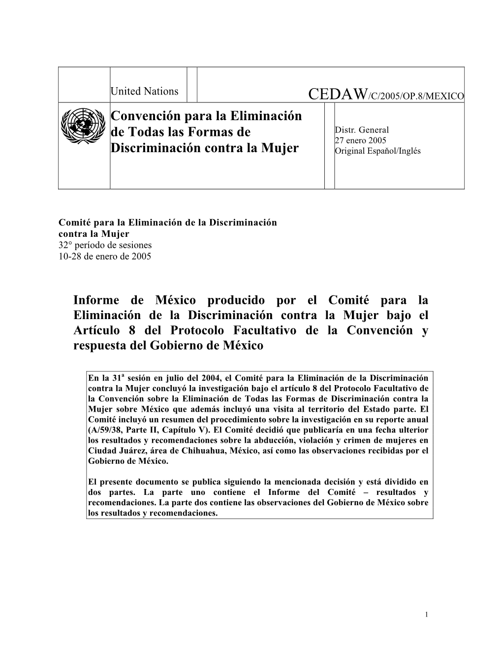 Cedaw/C/2005/Op.8/Mexico