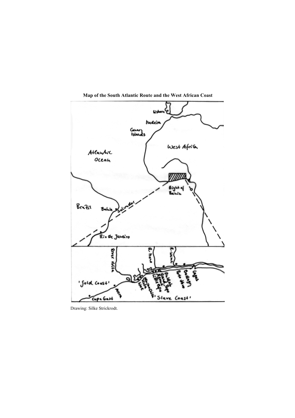 Map of the South Atlantic Route and the West African Coast