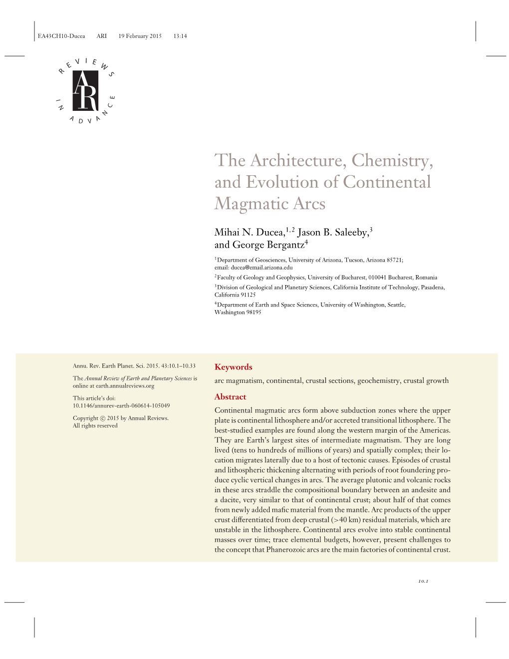 The Architecture, Chemistry, and Evolution of Continental Magmatic Arcs