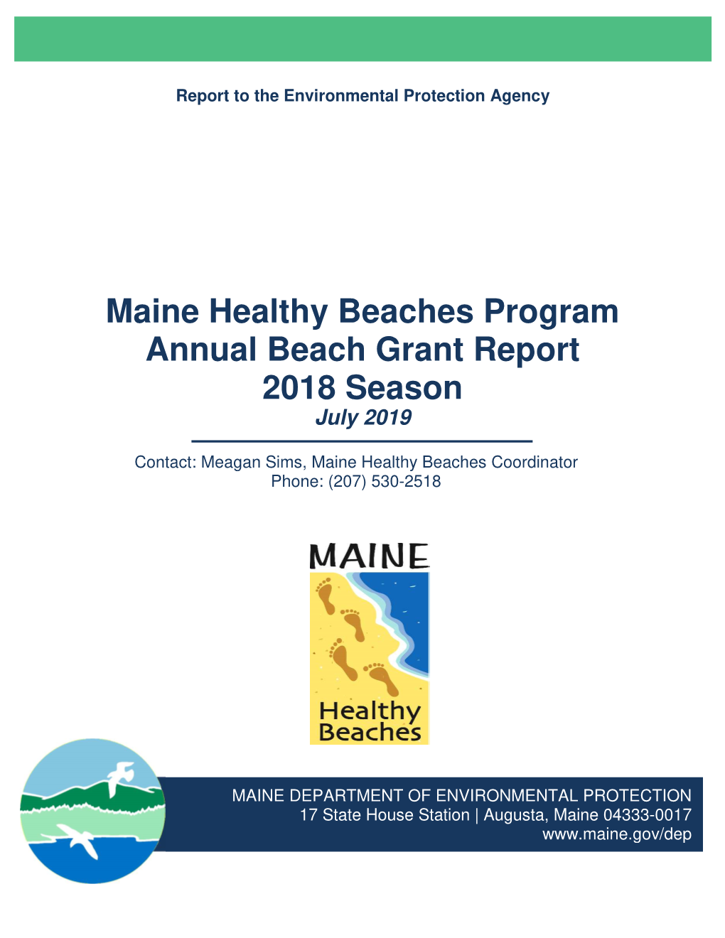 Maine Healthy Beaches 2018 Report to US EPA, July 2019