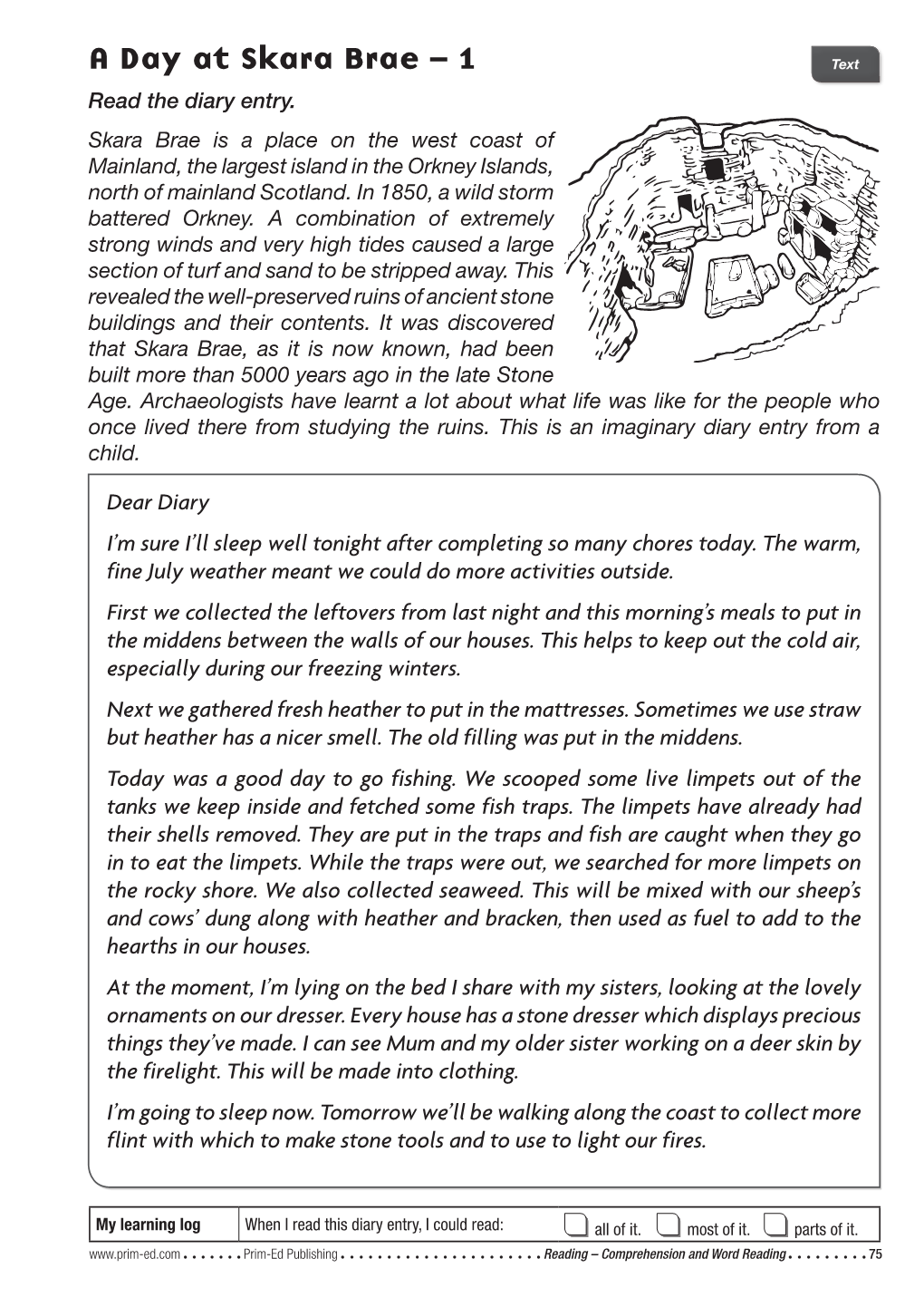 A Day at Skara Brae – 1 Text Read the Diary Entry