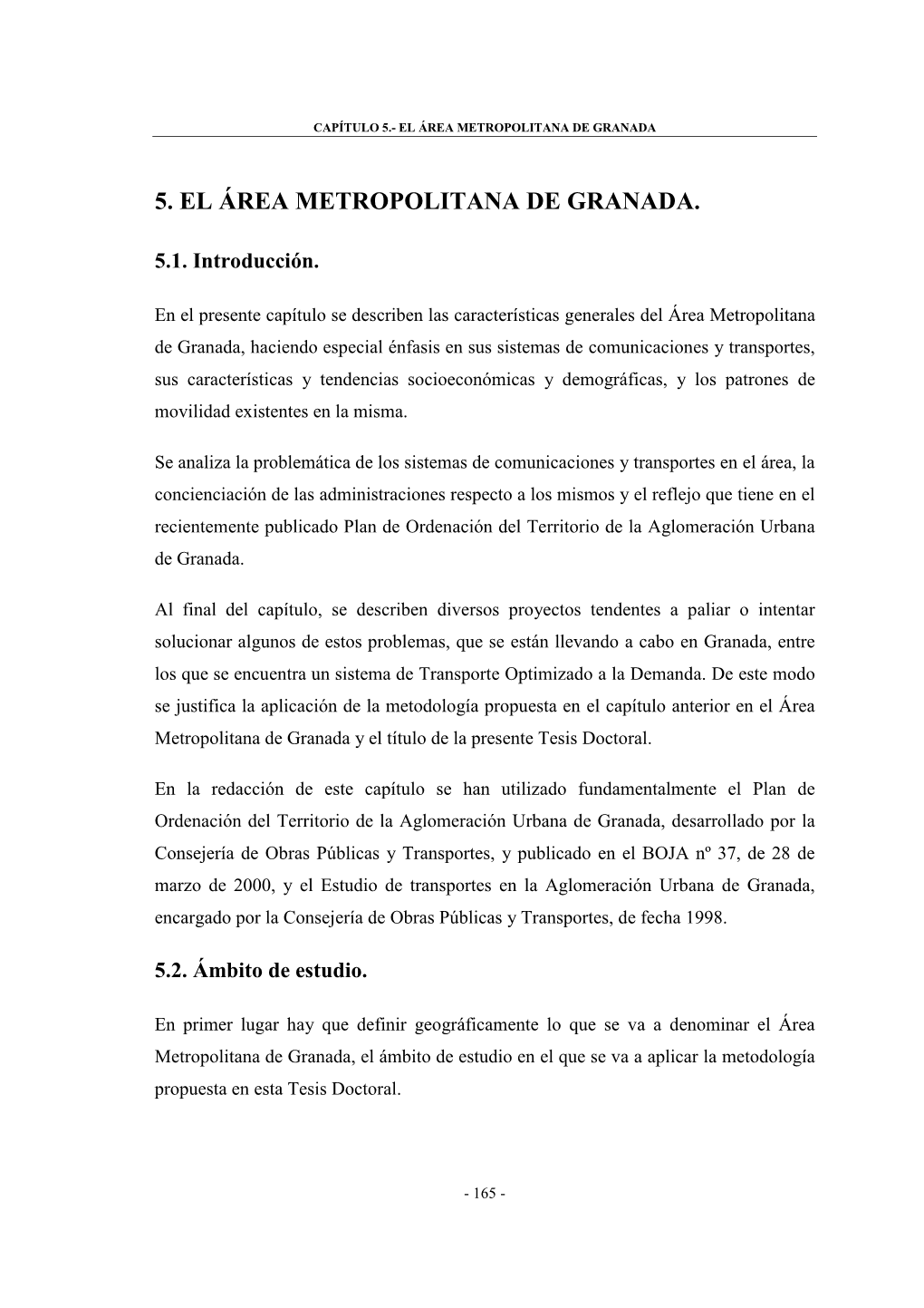 5. El Área Metropolitana De Granada